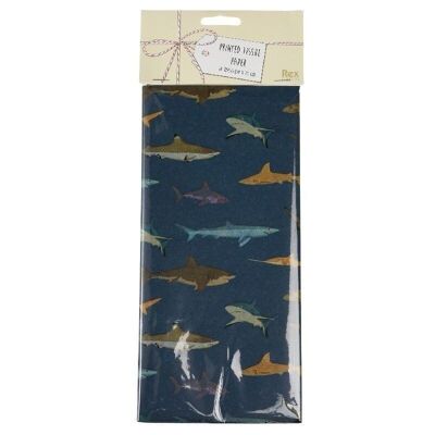 Papel de seda (10 hojas) - Tiburones