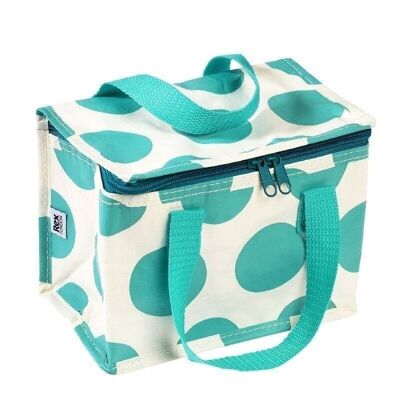 Insulated lunch bag - Turquoise on white Spotlight