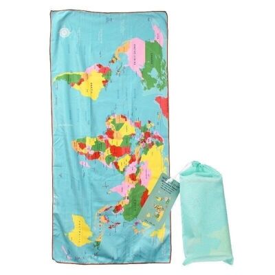 Microfibre travel towel - World Map