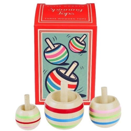 Wooden spinning tops (set of 3)