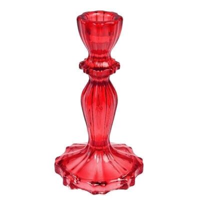 Tall glass candle holder - Red