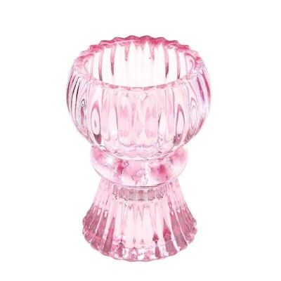 Doppelseitiger Kerzenhalter aus Glas - Pink
