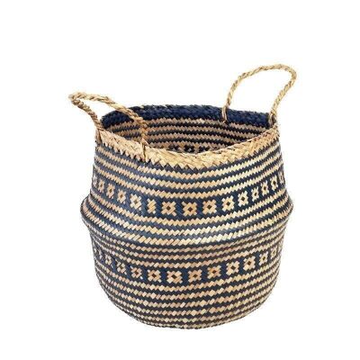 Small seagrass basket - Navy blue