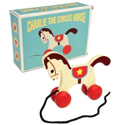 Giocattolo da traino in legno - Charlie il cavallo del circo