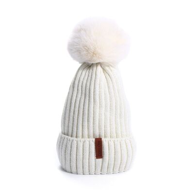 Woolly Bobble Hat Fully Lined White