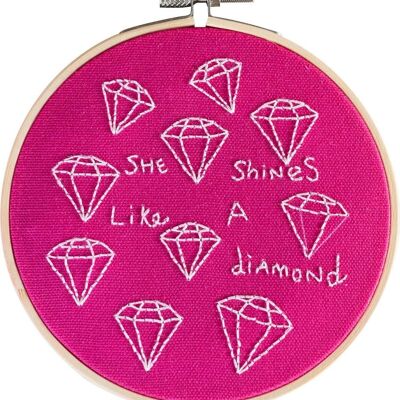 She Shines Like A Diamond Embroidery Hoop Kit