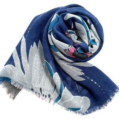 Blue Floral Embellishment Head Wrap