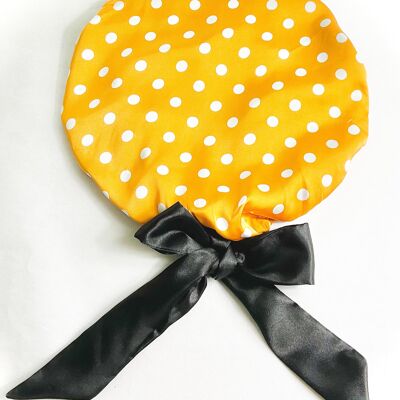 Adjustable Orange Polka Dot Hair Bonnet
