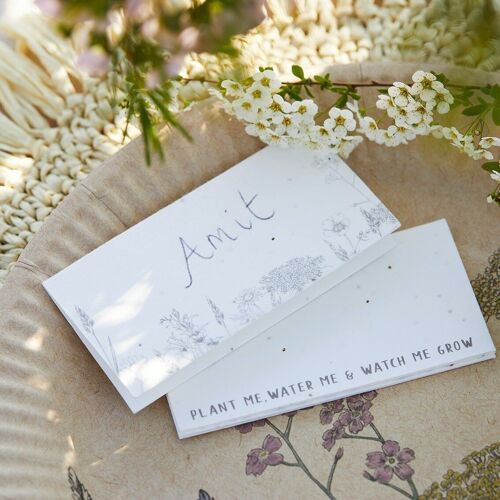 Plantable Seed Paper Floral Place Cards - 20 Pack