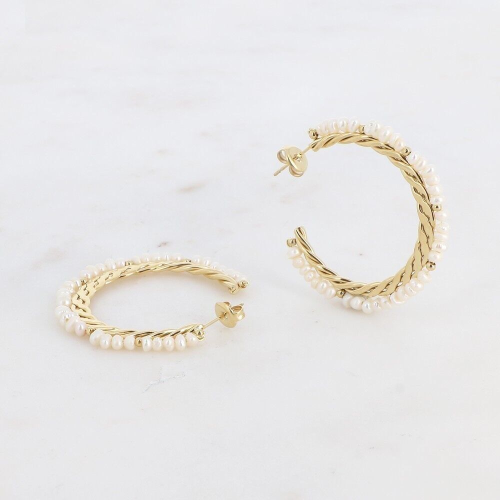 Créoles Basile - doré perles d'eau douce