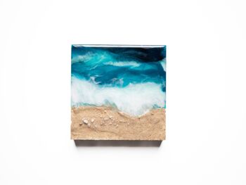 Mini tableau en résine west beach 15x15cm sur châssis en bois massif