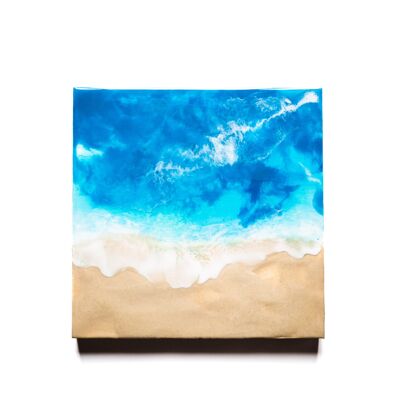 Mini west beach resin art 40x40cm on solid wooden frame