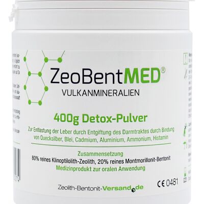 Poudre détox ZeoBentMED, zéolite + bentonite, 400g