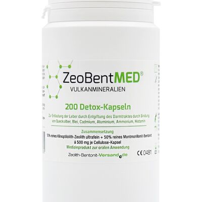 Cápsulas de desintoxicación ZeoBentMED, zeolita + bentonita, 200 piezas
