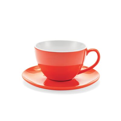 Jumbo-Tasse Orange - Tasse mit Untertasse - MELAMINA