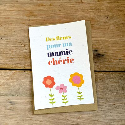 Carte Mamie chérie fleurs colorées