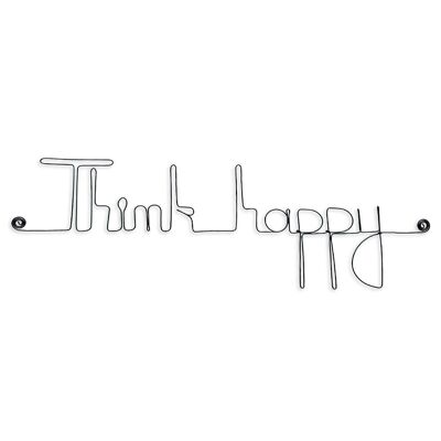 Decoración de pared de metal "Think happy" - para fijar en un salón o dormitorio - Joyería de pared