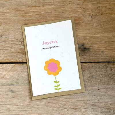 tarjeta de cumpleaños con flores amarillas