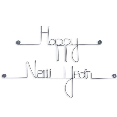 Wire Wall Decoration - New Year Decor / End of Year Holidays "Happy new year" - to pin - Wall Jewelry