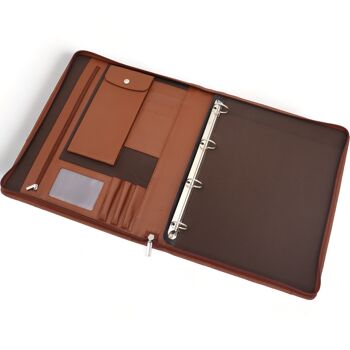 Étui d'écriture en cuir - Dossier de conférence - Housse pour tablette et pochette pour ordinateur portable - Classeur à anneaux amovible A4 42