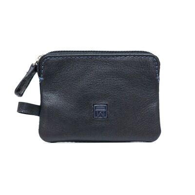 Leather purse, black color, New Nappa Collection. 9.5x7cm