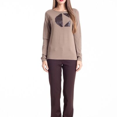 C' Logo Long Sleeve Top camel