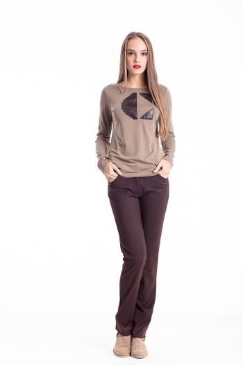 C' Logo Top manches longues camel 2