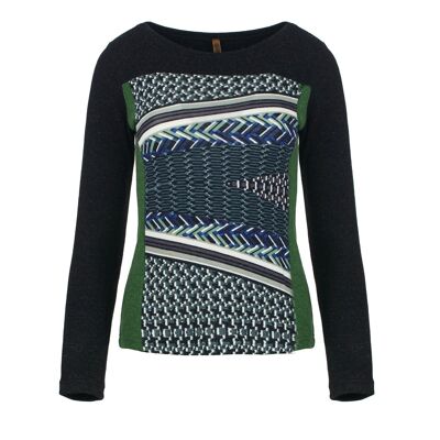 Top in misto lana e cashmere con dettagli stampati