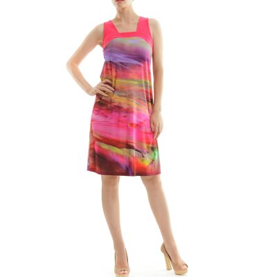 Print Dress with Square Neckline