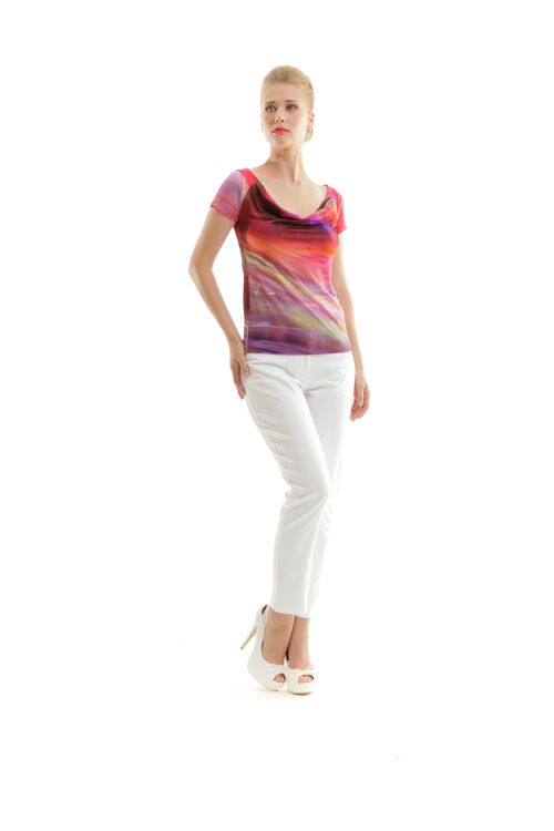 Short Sleeve Print Top by Conquista Fashion