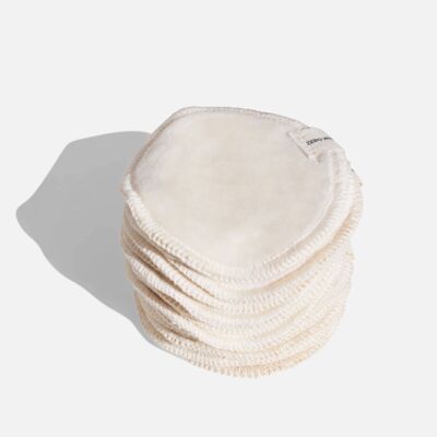 Organic Cotton Make Up Remover Pads & Wash Bag - 16x Cream