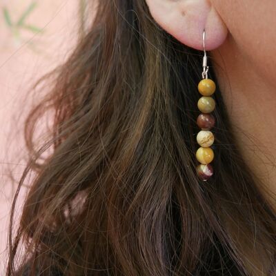 Dangling earrings in Jasper Mokaïte or Mookaite