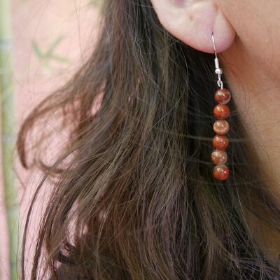 Boucles d'oreilles pendantes en Jaspe bréchique