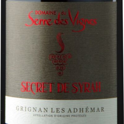 Secret de Syrah vin rouge bio 100% Syrah