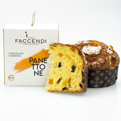 Homemade chocolate and orange panettone