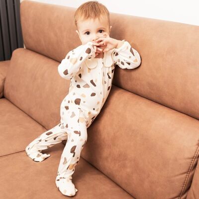 Children's Pebble Zipped Pajamas Cream