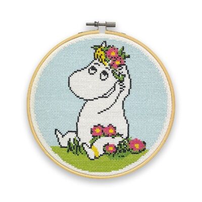 Kit de punto de cruz Moomin - arreglos florales Snorkmaiden