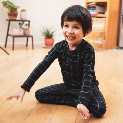 2-teiliger Pyjama mit Carbon-Check-Füßen