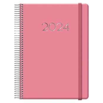 Dohe - Agenda 2024 - Page Jour - Format : 15x21 cm (A5) - 336 pages - Reliure spirale - Couverture rigide - Modèle Denver 2