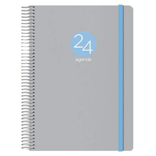 Dohe - Agenda 2024 - Día Página - Tamaño: 15x21 cm (A5) - 336 páginas - Encuadernación en espiral - Tapa de plástico rígida -  Modelo Memphis