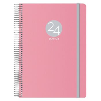 Dohe - Agenda 2024 - Page Jour - Format : 15x21 cm (A5) - 336 pages - Reliure spirale - Couverture plastique rigide - Modèle Memphis 5