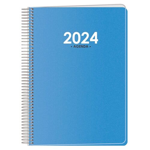 Dohe - Agenda 2024 - Día Página - Tamaño: 15x21 cm (A5) - 336 páginas - Encuadernación en espiral - Tapa de plástico rígida -Modelo Metrópoli