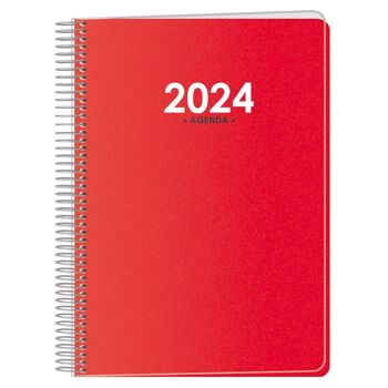 Dohe - Agenda 2024 - Page Jour - Format : 15x21 cm (A5) - 336 pages - Reliure spirale - Couverture plastique rigide - Modèle Métropole 3