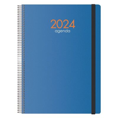 Dohe - Agenda 2024 - Page Jour - Format : 21x29 cm (A4) - 336 pages - Reliure spirale - Couverture plastique rigide - Syncro