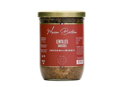 Saucisses Lentilles vertes cuisinées & Ferme Sain'Biose