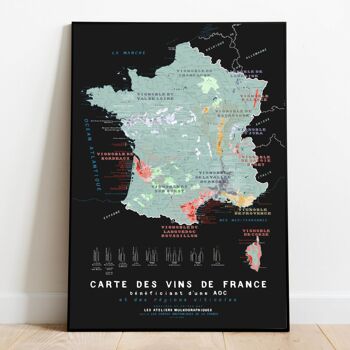 Carte des VINS de France AOC - Affiche 70x100cm 2