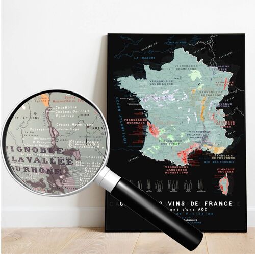 Carte des VINS de France AOC - Affiche 70x100cm