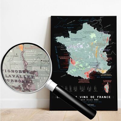 Map of WINES of France AOC - Poster 70x100cm
