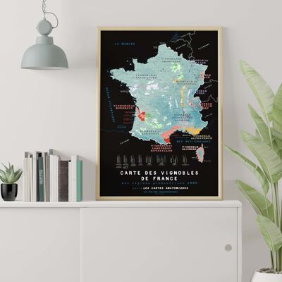 Map of the VINEYARDS of France - Poster 50x70cm - UPDATED IN 2025