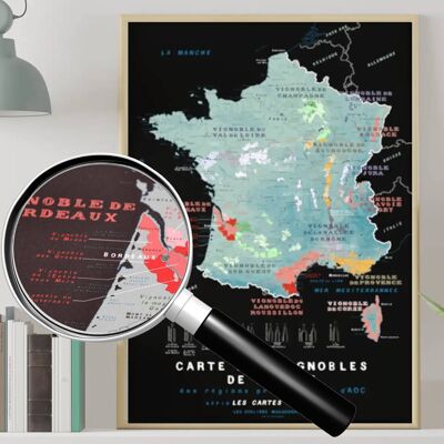 Mapa de VIÑEDOS de Francia - Póster 50x70cm
